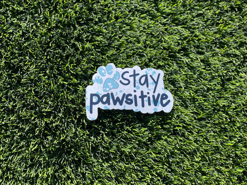 Stay Pawsitive Sticker for Laptop Ipad Water bottle Matte and Glossy Waterproof scratch proof