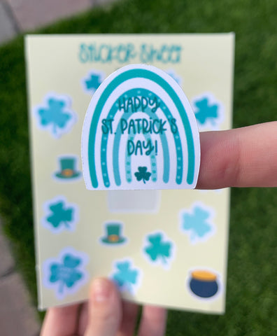 March Sticker Sheet St. Patrick's Day Theme Clovers Pot of Gold Stickers Holiday Set Kiss Cut Out Easy Peel