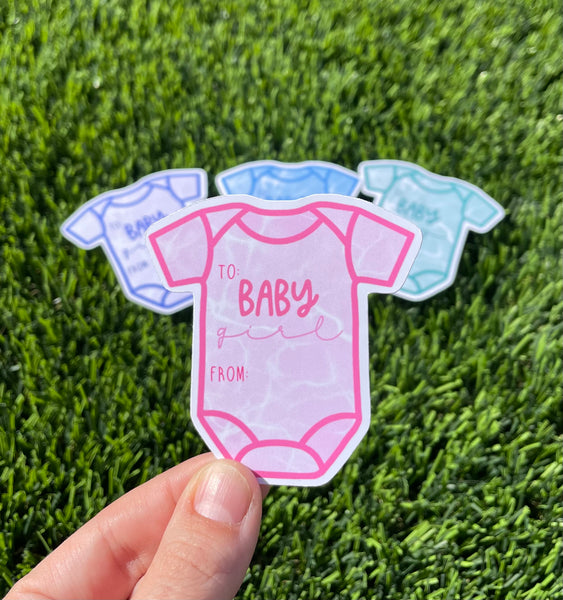 Adorable Baby Gift Tags: Shower, Birthday, Sticker Tags - Boy & Girl Options, Blue, Green, Purple, Pink Themes