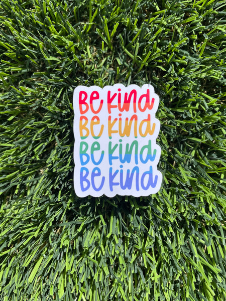 Colorful Be Kind Sticker: Pink, Orange, Purple, Blue, Green Pride Rainbow | Laptop, iPad, Water Bottle Decal